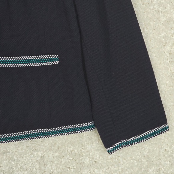 Talbots Jacket Womens 24W Navy Blue Braided Trim Zip Front Blazer Office Casual - Picture 2 of 14